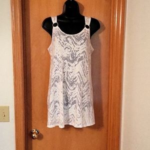 Women's White XL see thru Beach Cover-up Mini Dress by Pacific Beach